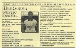 Steve Davis Article Supporters Club Fanzine Issue 25 1996