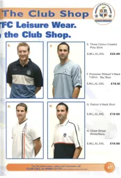 Steve Howard, Chris Coyne and Andrew Fotiadis showing off the new club threads 02-03 programme feature