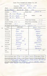 Stoke City H 22.2.1975 Match Paperwork