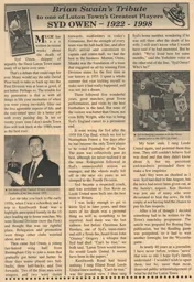 Syd Owen Tribute Supporters Club Fanzine Issue 40 1999