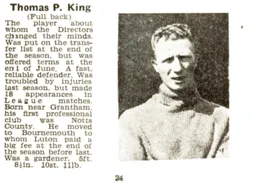 Tom King Luton News Handbook 1938-39