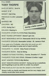 Tony Thorpe Article Supporters Club Fanzine Issue 27 1996
