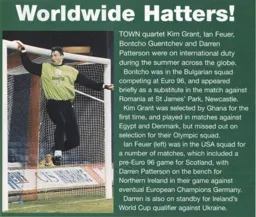 Town players, Ian Feuer, Bontcho Guentchev, Darren Patterson and Kim Grant all called up for international duty - 96-97 programme feature