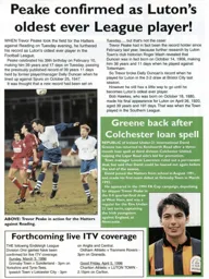 Trevor Peake confirmed as Luton's oldest ever player, which he would go onto break again! - 95-96 programme feature