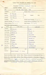 Wrexham H 16.9.1965 Match Paperwork
