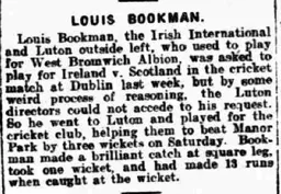 Louis Bookman Cricket Trip Blocked August 1921