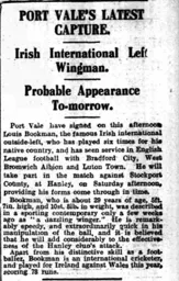 Louis Bookman Signs for Port Vale Sep 1923