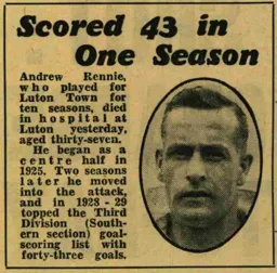 Andy Rennie obituary Daily Mirror 6th Sep 1938