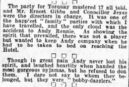 Andy Rennie turns down Bobby Dazzlers Oct 1929