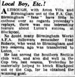 Local boy etc Birmingham Gazette Jan 1937