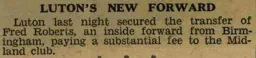 Lutons new forward Daily Mirror 13th December 1934