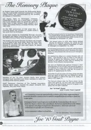 Joe Payne Plaque Article Supporters Club Fanzine Issue 69