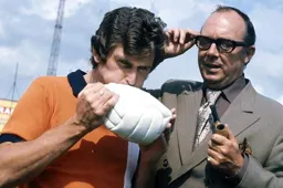 Bobby Thomson is watched closely by Eric Morecambe