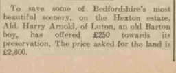 Harry Arnold Hexton donation August 1939