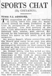 Harry Arnold appointed club president July 1929