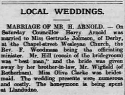 Harry Arnold wedding August 1904