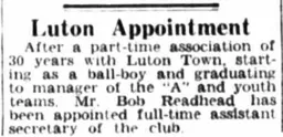 Bob Readhead Asst Secretary Appointment October 1960