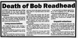 Bob Readhead Obituary Dunstable Gazette July 1992