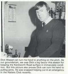 Dick Wassell pulling pints 1980