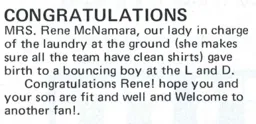 Rene McNamara Congratulations October 1978
