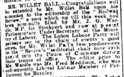 Willet Ball becomes Railway Review editor March 1919
