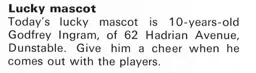 Ingram is mascot for visit of Torquay October 1969