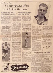 Joe Payne Beds And Herts Evening Telegraph Article 1939